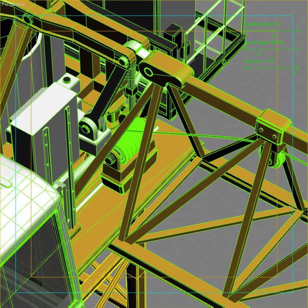 3d model rigged construction tower crane