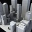 3d model of downtown skyscraper city block
