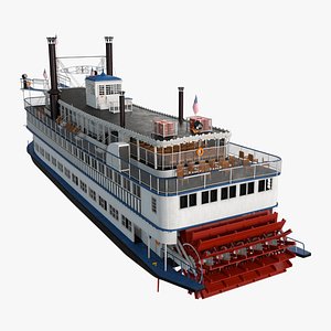 Paddle Wheeled Steamboat Rigged for Cinema 4D