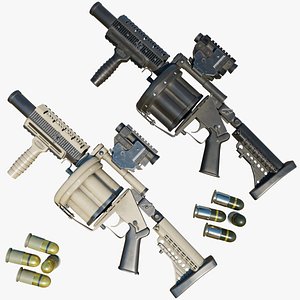 Collection of Grenade Launcher Gun PBR Unity UE V-Ray Textures Included 3D model