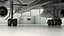 Avión a reacción supersónico Overture en el hangar