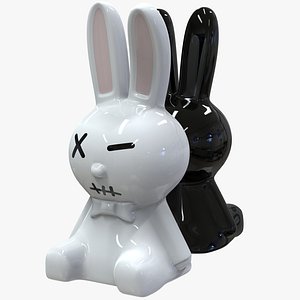 3D white amp black rabbit model