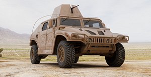 3D Military Vehicle Humvee Gunner Turret HMMWV Concept Coyote Color model