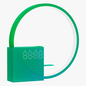 Modern Circle Nightlight with Digital Clock and Wireless Charger 3D