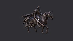 Dark Knight on Black Horse 3D Model 3D model
