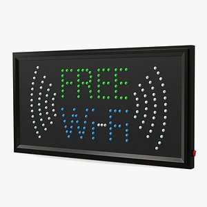 3D Free WiFi Sign Green and Blue LED Neon Light OFF