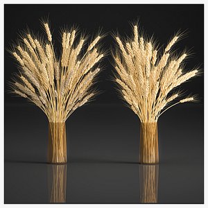 3D Decorative bouquet of wheat ears in a vase for decor 124 model