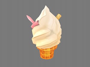 white ice cream 3D model
