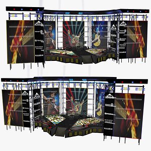 3D Concert Stage and Music Equipment