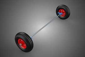 AXLE HUB ROD SHAFT WHEEL TIRE RIM CART TROLLEY BARROW BEARING 10 3D model