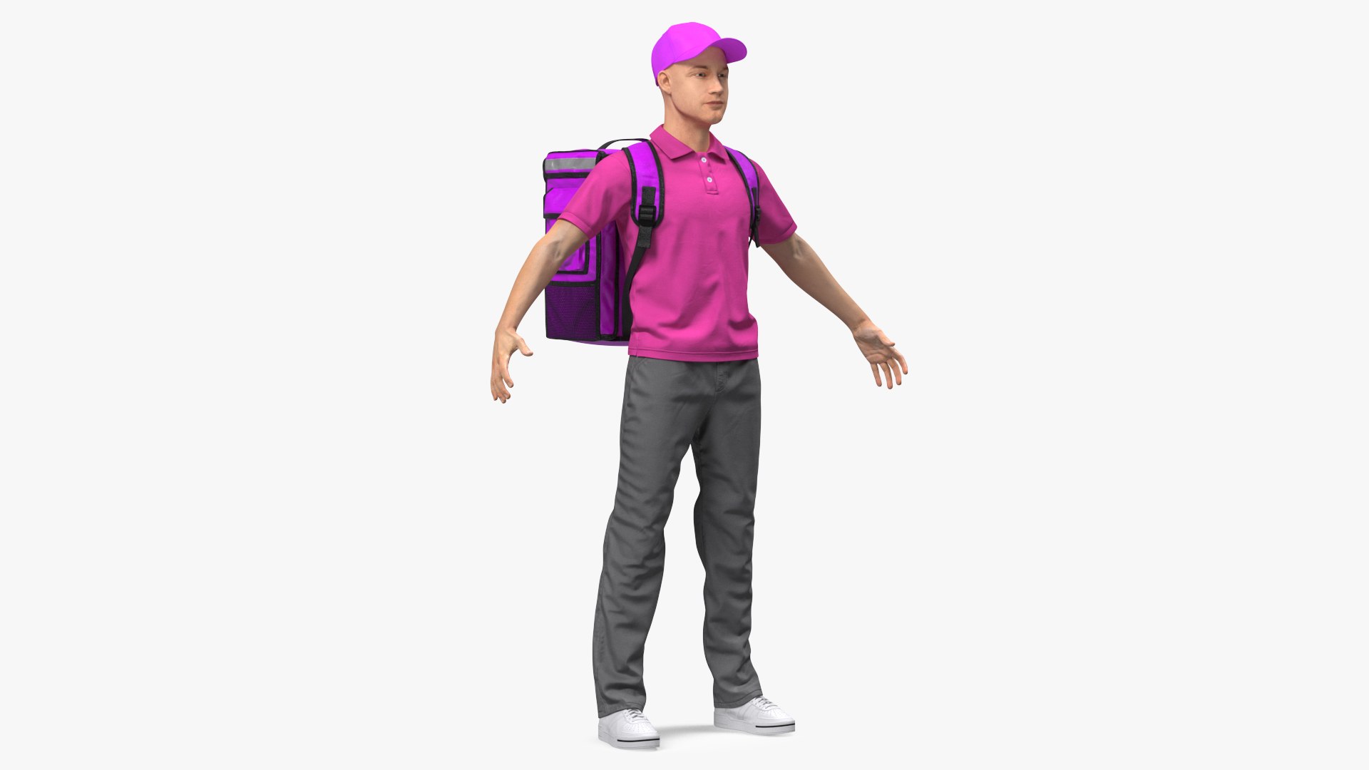 Food Delivery Man Rigged for Cinema 4D 3D model preview