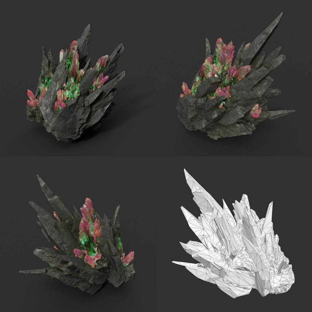 3D 8 Low Poly PBR Spiky Mine Rock Mineral Model - TurboSquid 2163135