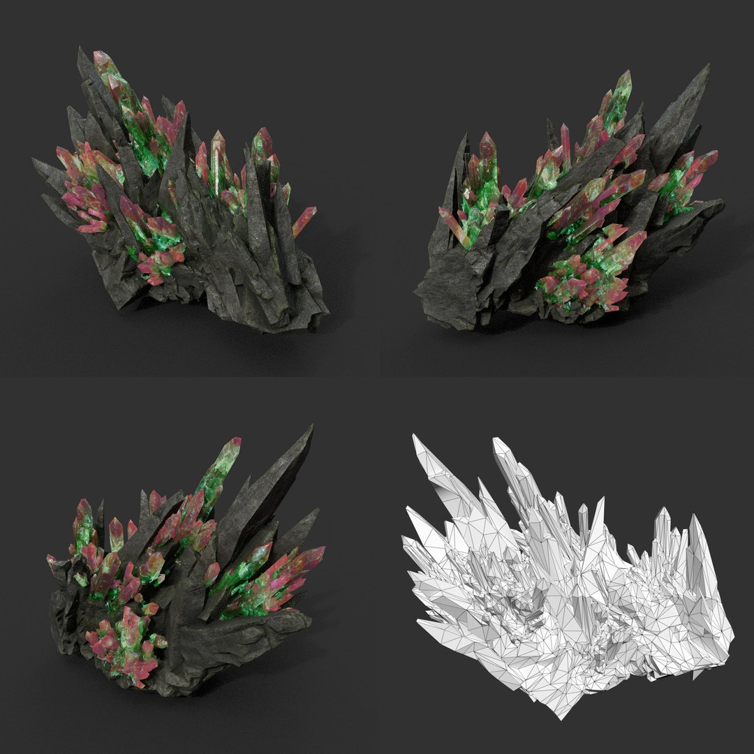 3D 8 Low Poly PBR Spiky Mine Rock Mineral Model - TurboSquid 2163135