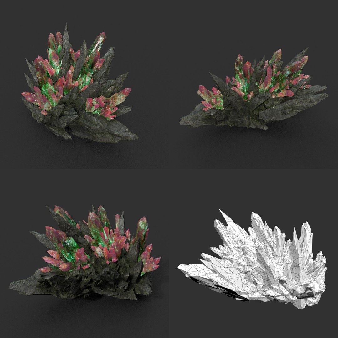 3D 8 Low Poly PBR Spiky Mine Rock Mineral Model - TurboSquid 2163135