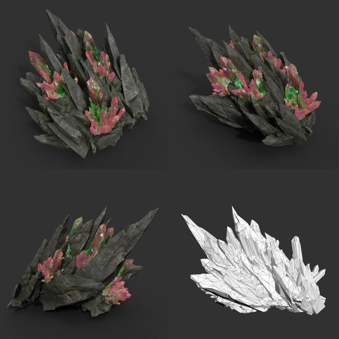 3D 8 Low Poly PBR Spiky Mine Rock Mineral Model - TurboSquid 2163135