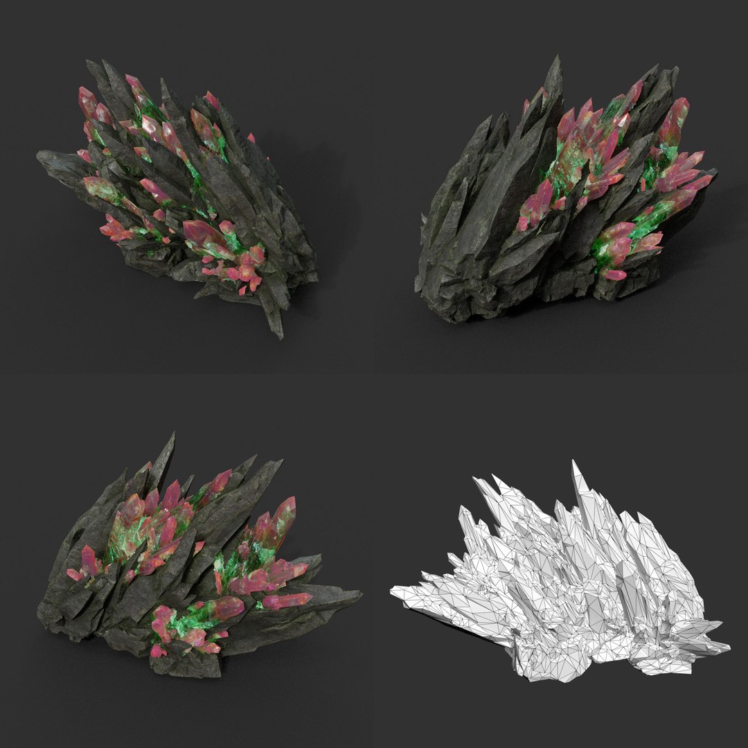 3D 8 Low Poly PBR Spiky Mine Rock Mineral Model - TurboSquid 2163135