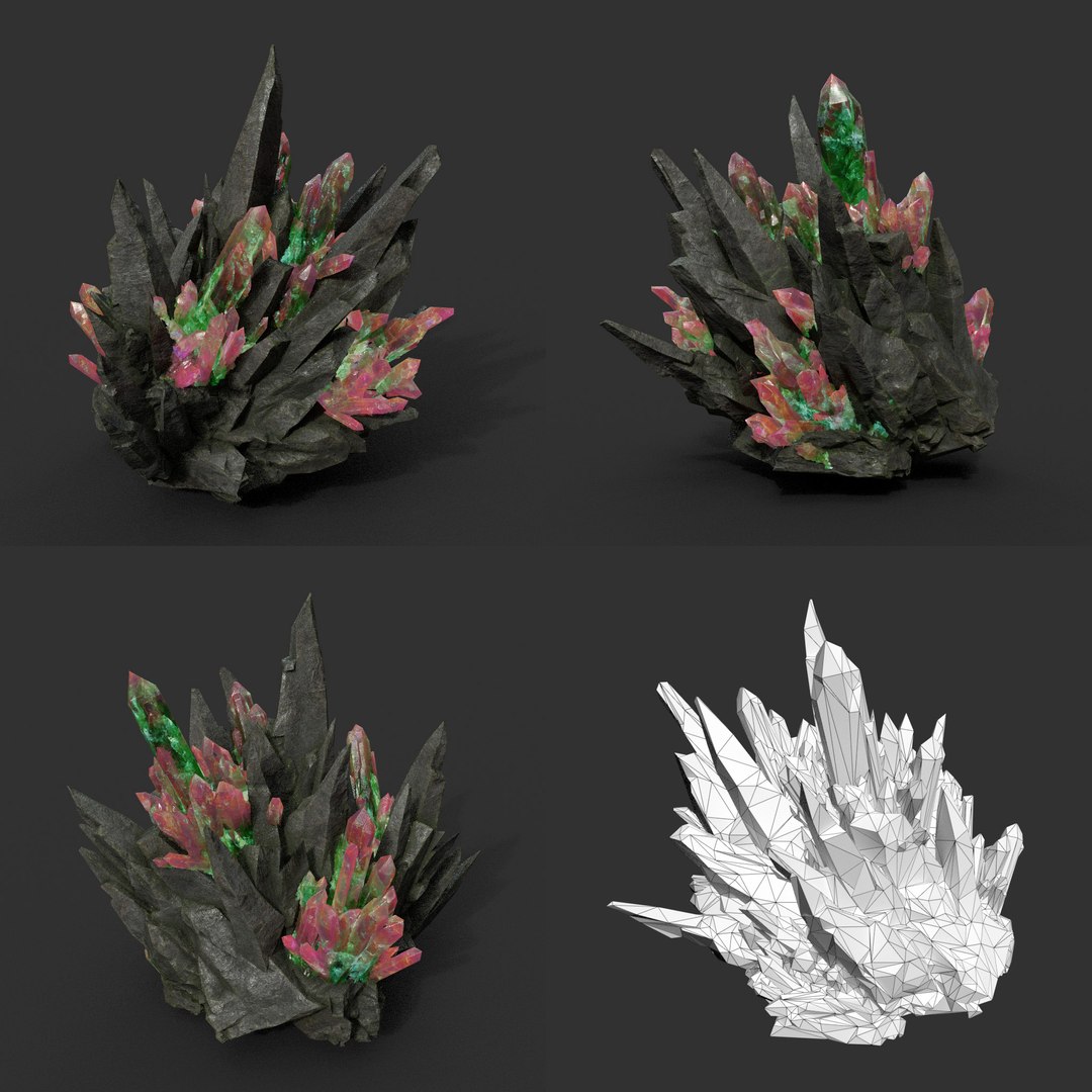 3D 8 Low Poly PBR Spiky Mine Rock Mineral Model - TurboSquid 2163135