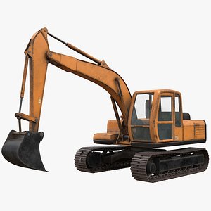 rigged excavator midpoly model