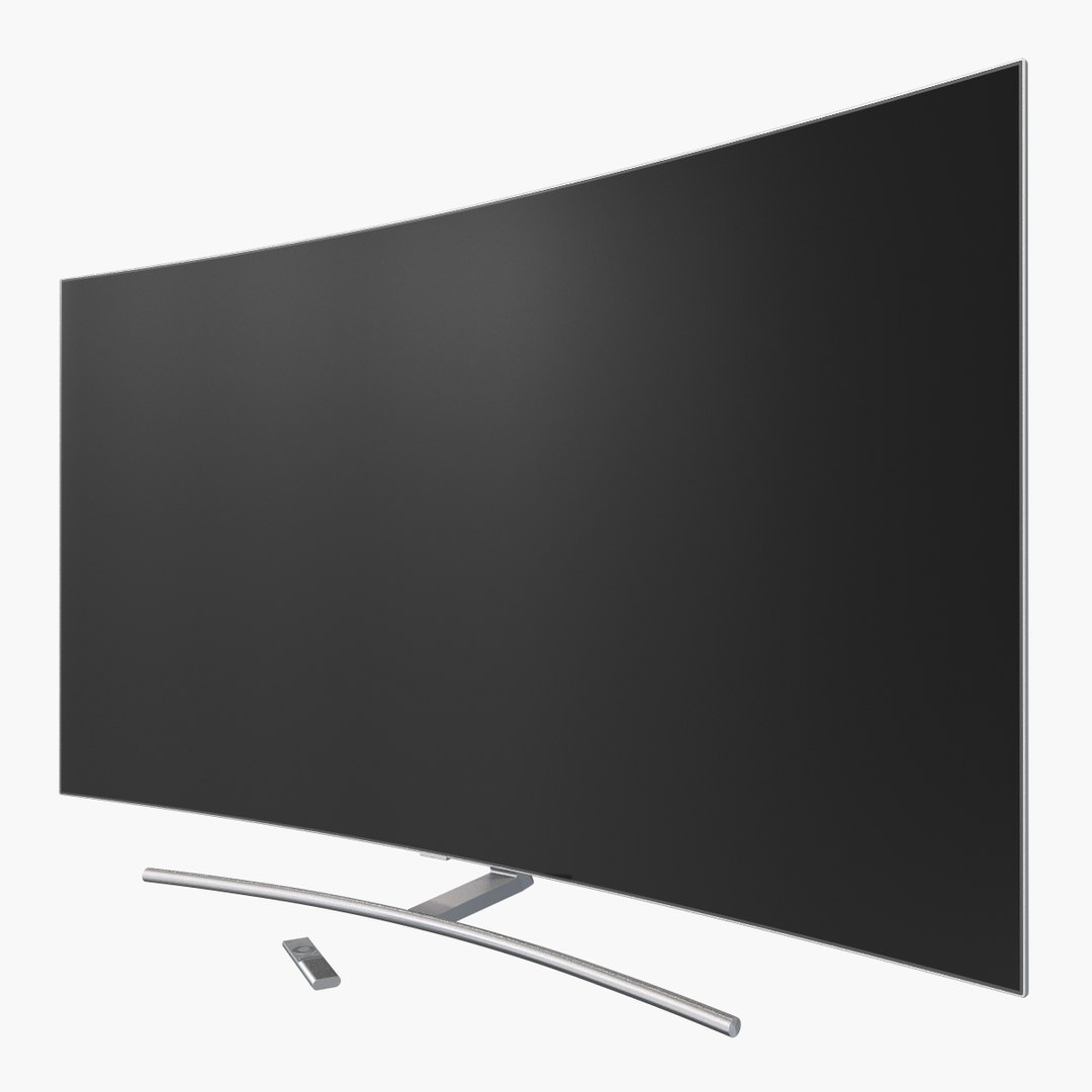 Curved Smart QLED TV 65 inch with Remote Control 3D model preview