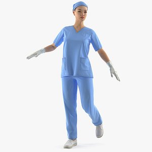 Asian Female Surgeon Rigged 2 for Cinema 4D