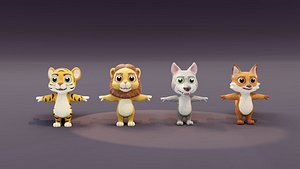 Animated Cartoon Animals 3D Models Pack 4 3D model
