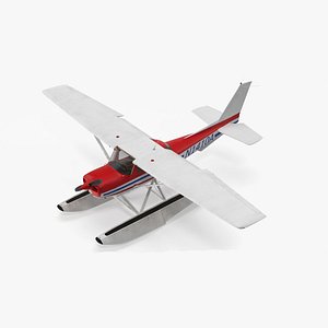Light Propeller Seaplane Cessna 150 Rigged for Cinema 4D