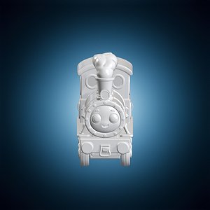 Cute Cartoon Steam Engine 3D Print Model 3D model