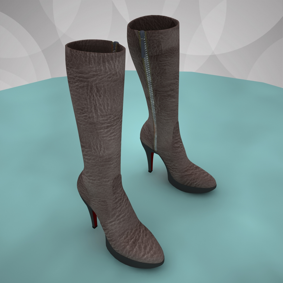 3d Model Womens Shoes Brown Leather