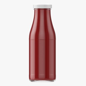 Barbecue sauce in glass bottle 02 model