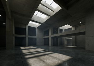 Cinematic Brutalist Atrium - Architectural Background - V3U2 3D model