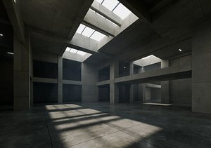 Cinematic Brutalist Atrium - Architectural Background - V3U2