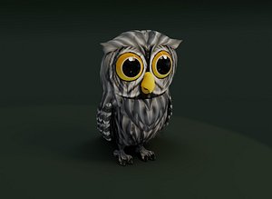 Cartoon Grey Owl 3D Model 3D model