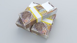 West African States Benin 1000 Francs 1996B Banknote 3D Model