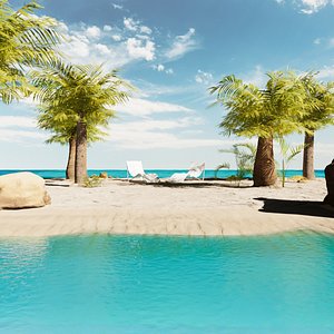 Beach Island Scene 1 3D model