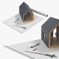Architectural Draft with Model House