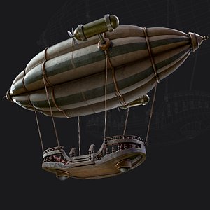 3D Steampunk Zeppelin Air Balloon Model Game Ready Kitbash Textured  Low-Poly 3D model