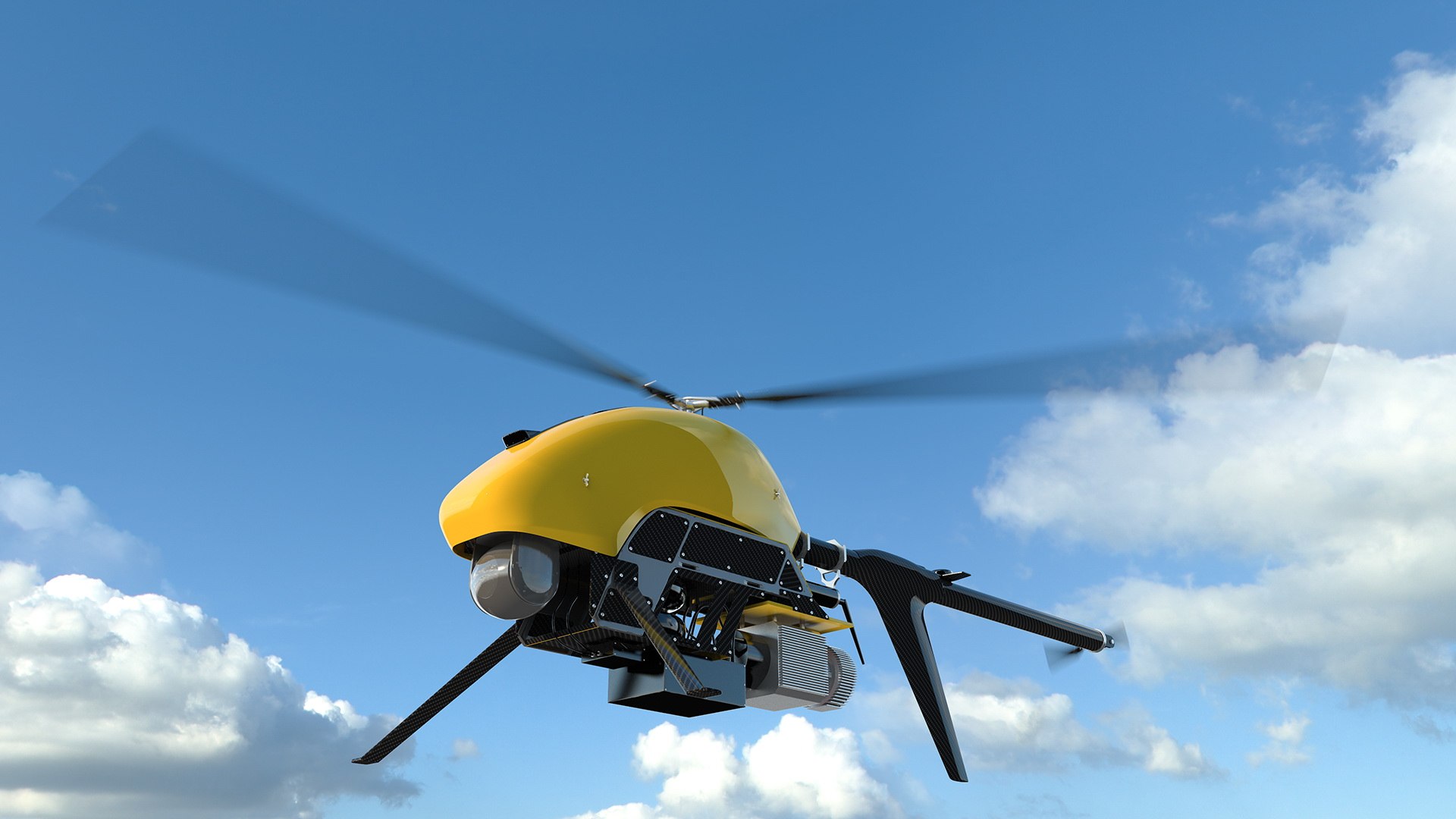 Helicopter UAV Drone Rigged 3D model preview