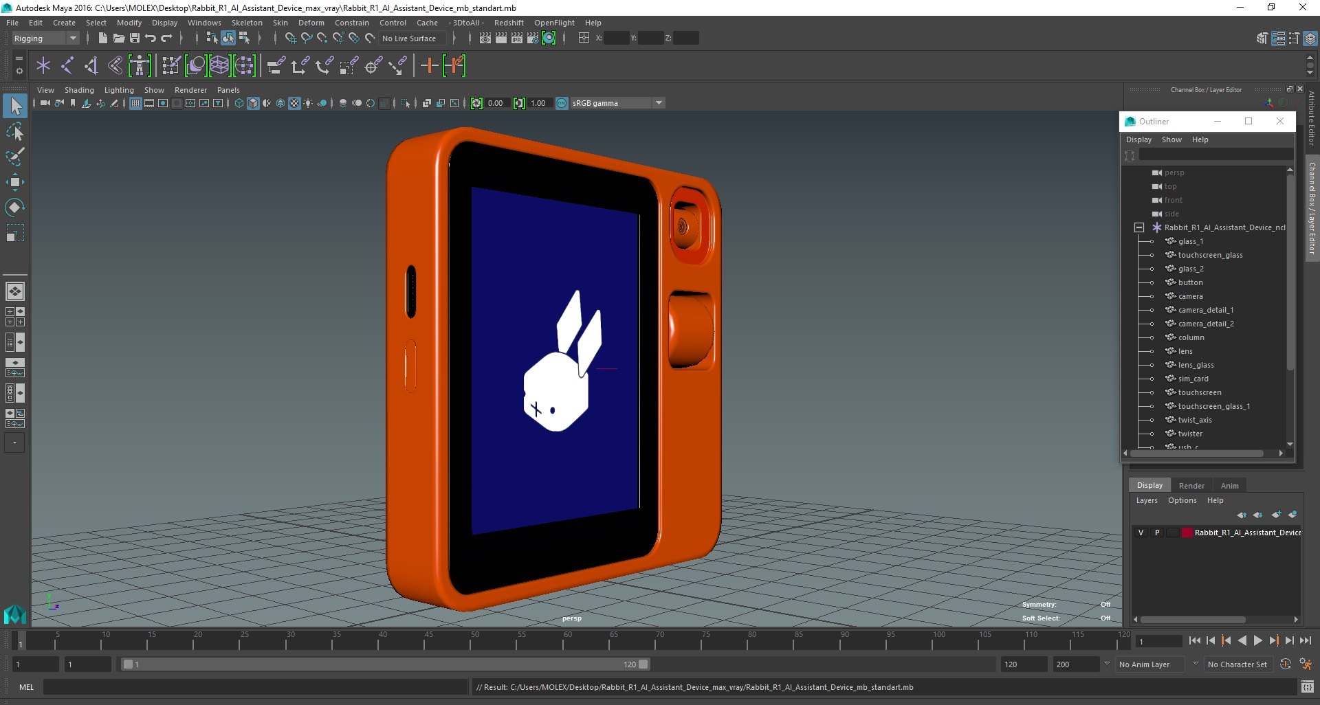 Rabbit R1 AI Assistant Device model https://p.turbosquid.com/ts-thumb/wm/fE7ock/2M/rabbitr1aiassistantdevicemb3dmodel028/jpg/1712824987/1920x1080/fit_q87/1ecbf82d2bfeab7857ac93d4f4c88c0149dece43/rabbitr1aiassistantdevicemb3dmodel028.jpg