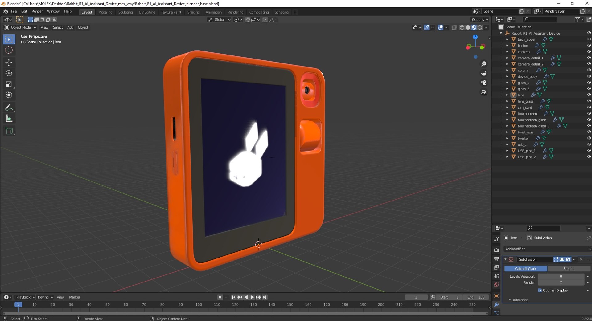 Rabbit R1 AI Assistant Device model https://p.turbosquid.com/ts-thumb/wm/fE7ock/qe/rabbitr1aiassistantdevicemb3dmodel025/jpg/1712824974/1920x1080/fit_q87/952879003bf68f12965a66f3b8f0383bf4e6a336/rabbitr1aiassistantdevicemb3dmodel025.jpg