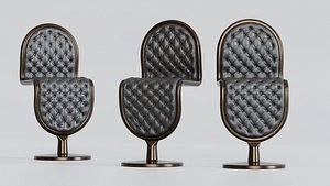 Round Shape Leather Chair with Metal Body model