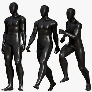 Animated Black Mannequin - Walk Run Idle