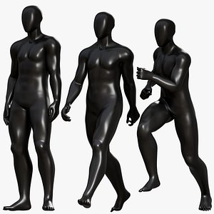 Animated Black Mannequin - Walk Run Idle