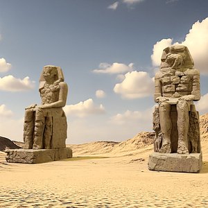 3D Egypt Colossi of Memnon Left and Right Statues model