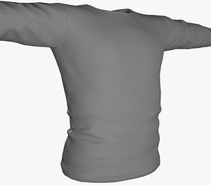 gray long sleeve t-shirt 3D model