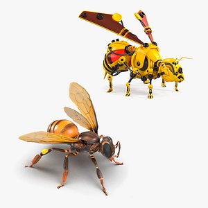3D Honey Bee with Robot Bee Collection