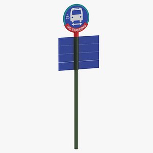 Bus Stop Signs Sign 02 Routes Clean and  Dirty 3D model