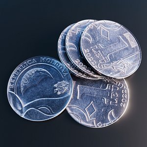3D Moldovan Leu Coin