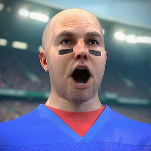 American Football Fan Wearing Blue Jersey Rigged 3D model