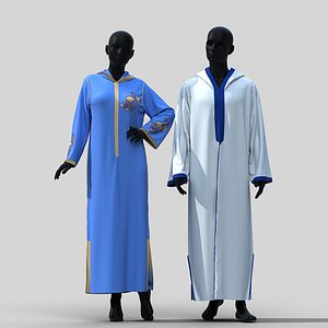 3D Moroccan Djellaba Women  Men model
