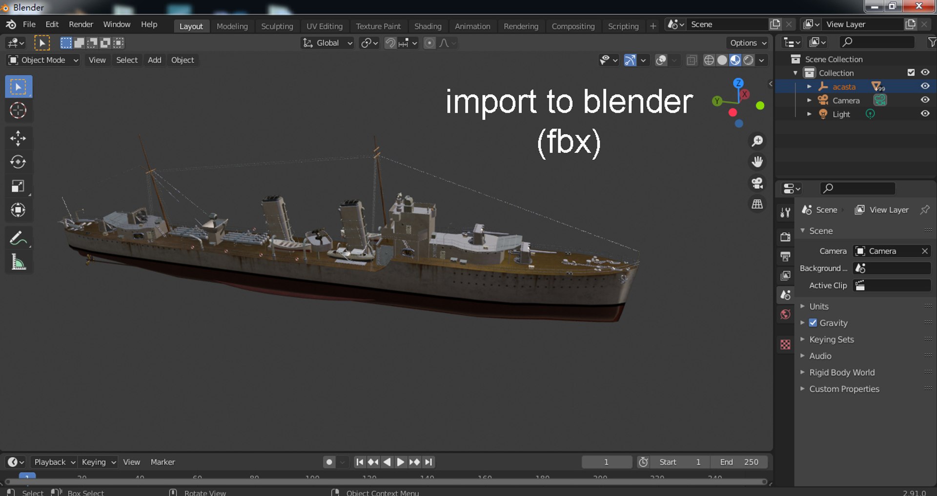 3D HMS Acasta Destroyer Model TurboSquid 2173192